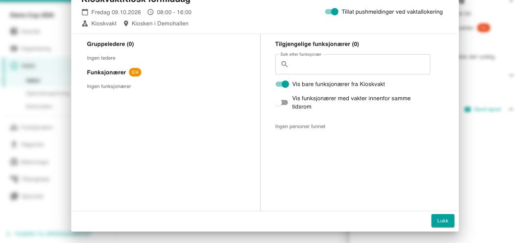 Administrer funksjonærer på en vakt