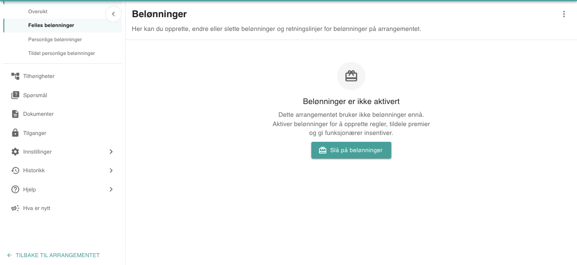 Belønninger er ikke aktivert