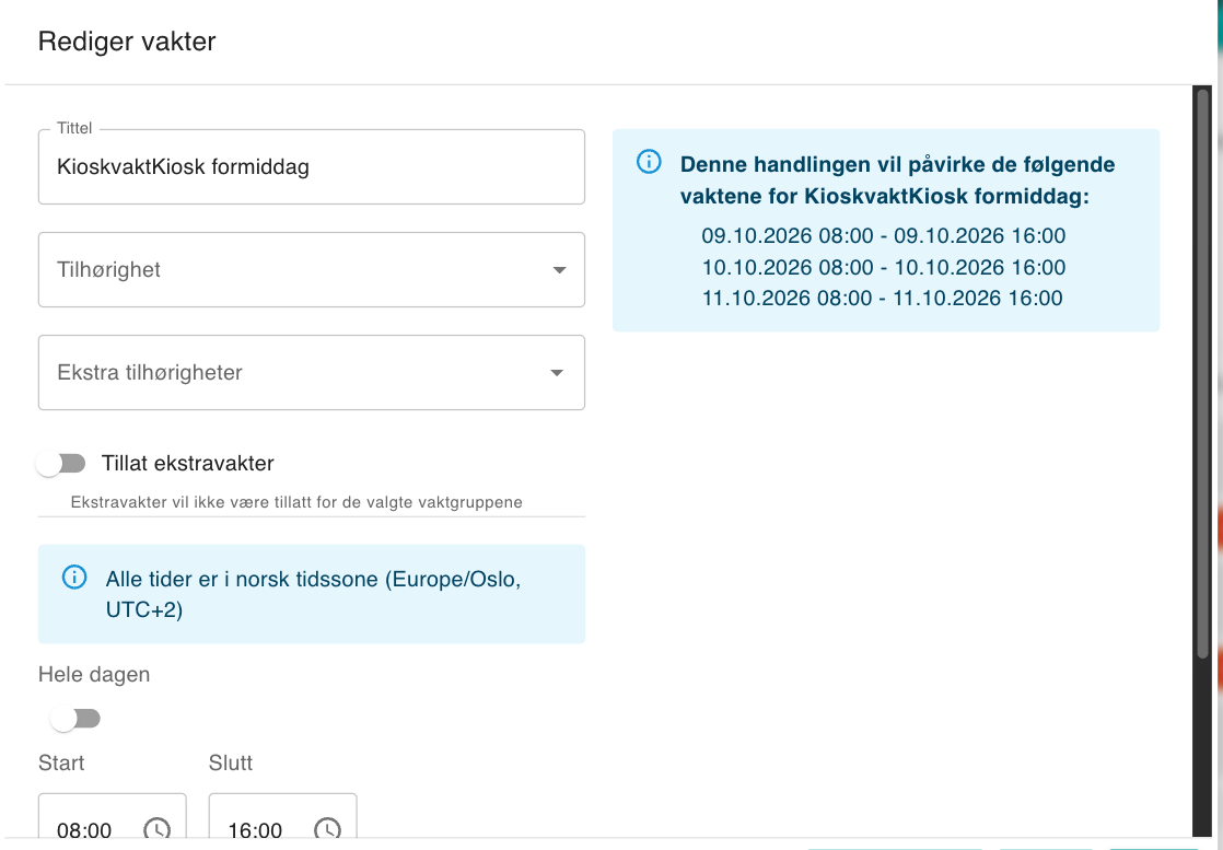 Rediger vakter