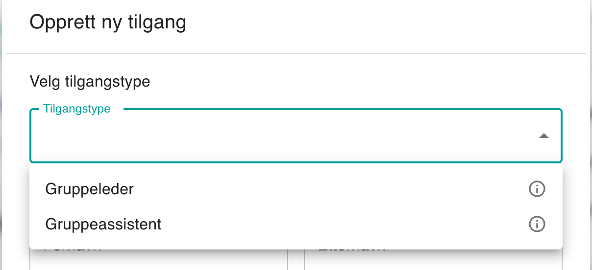 På funksjonsnivå finnes bare Gruppeleder og Gruppeassistent