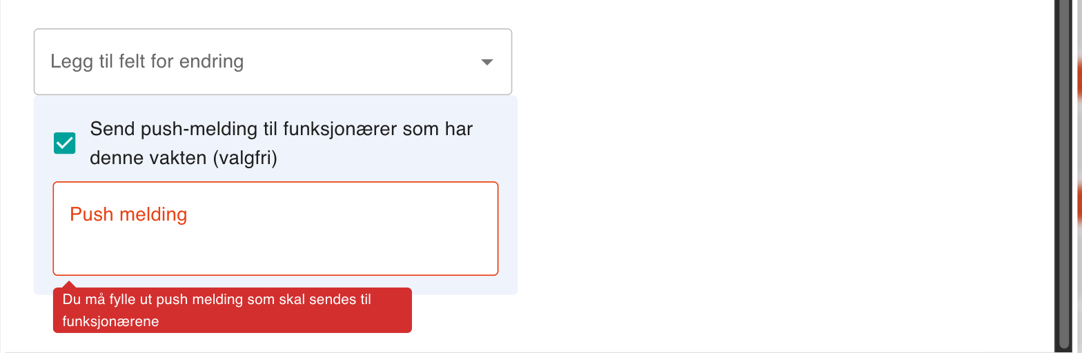 Push-meldingen må fylles ut eller hakes av