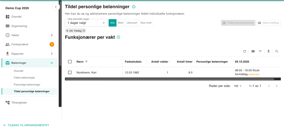 Tildel personlige belønninger