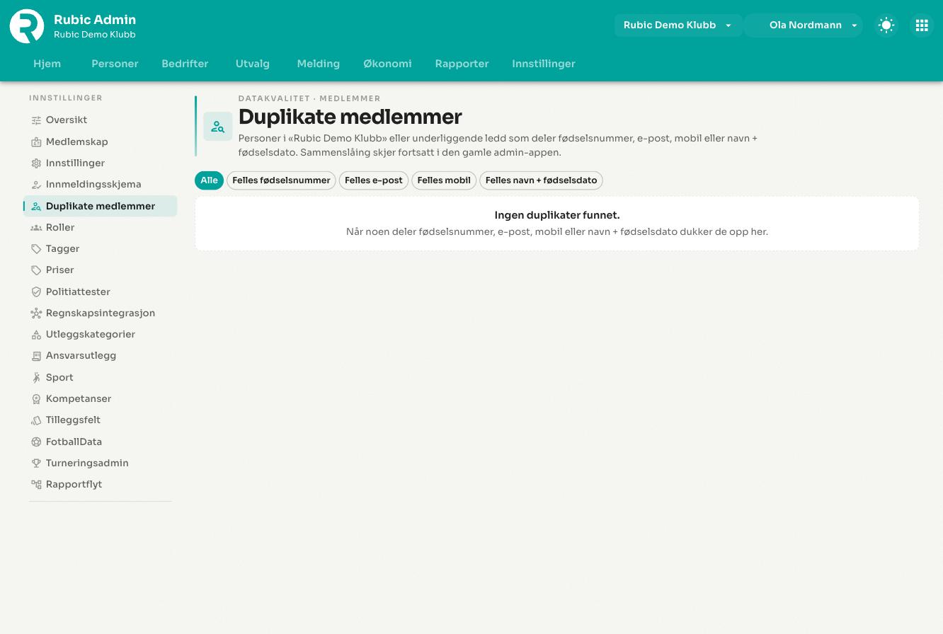 Siden Duplikate medlemmer