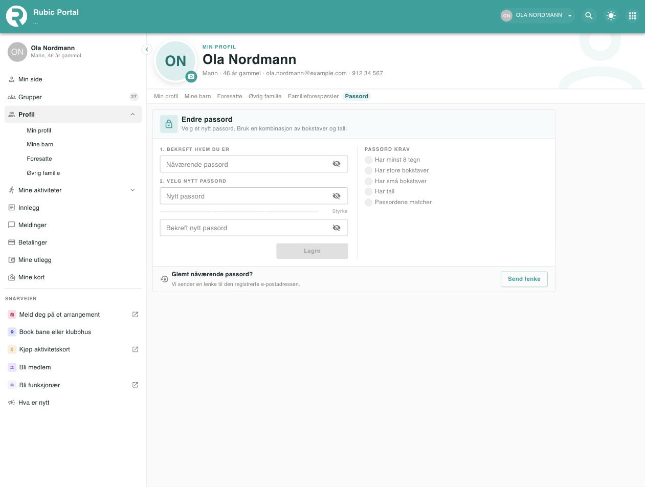 Skjermbilde fra Rubic Portal