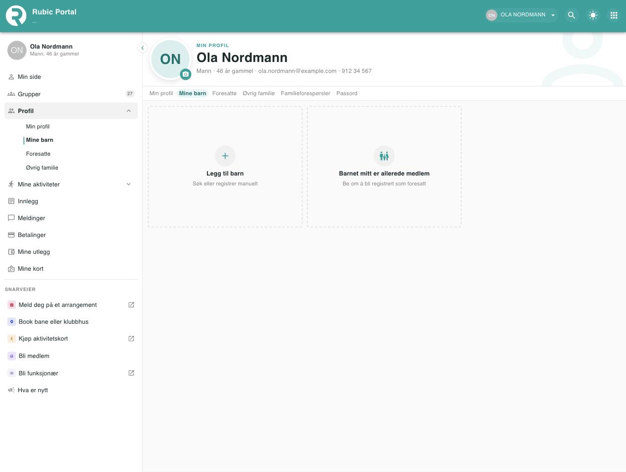 Skjermbilde fra Rubic Portal