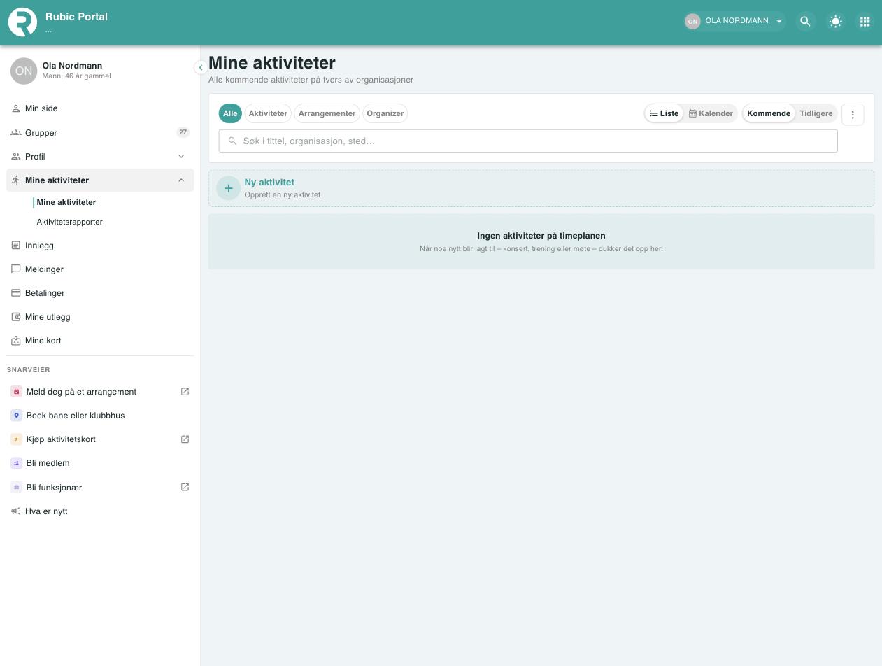Skjermbilde fra Rubic Portal