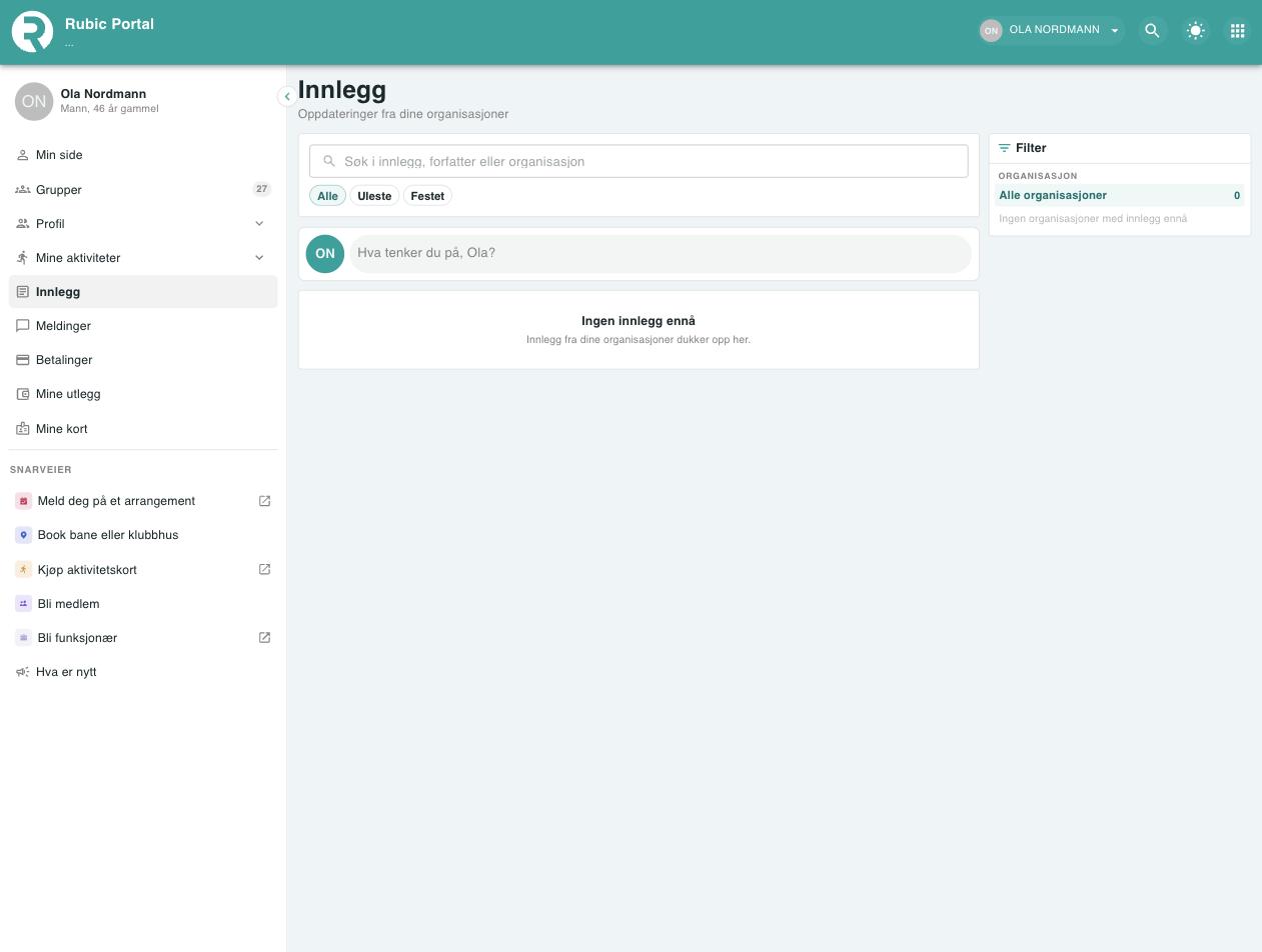 Skjermbilde fra Rubic Portal