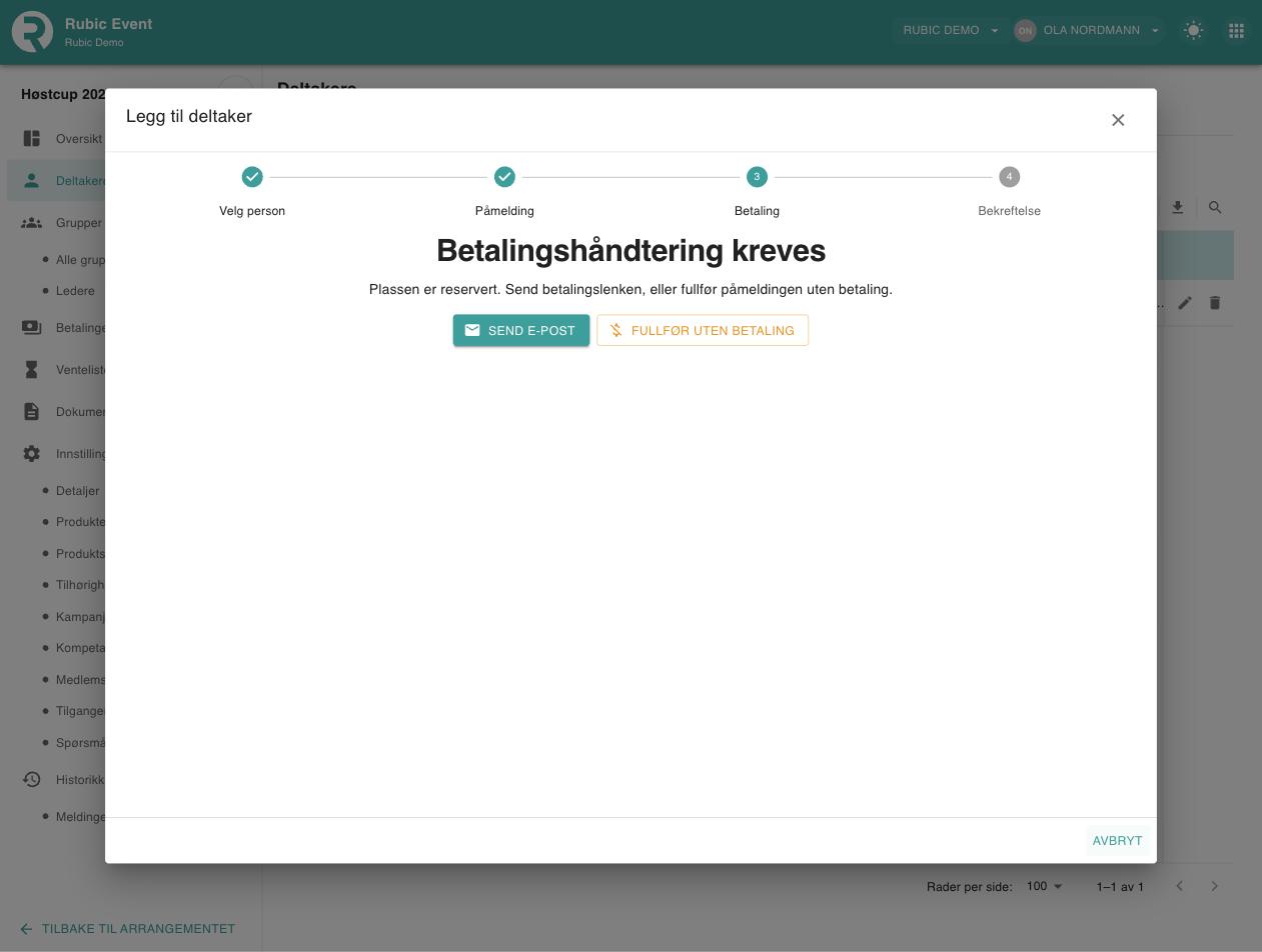 Skjermbilde fra Rubic Event
