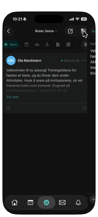 Et innlegg i gruppa vises for alle på laget