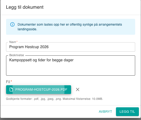 Dialogen Legg til dokument